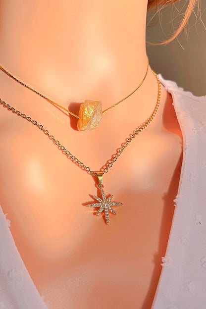 Rohkristall-Halskette aus Naturstein – 24 Karat vergoldeter Anhänger ✨