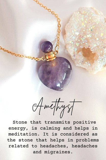 herzförmige Kristallflakon-Halskette aus Naturstein – 24 Karat vergoldet  ✨